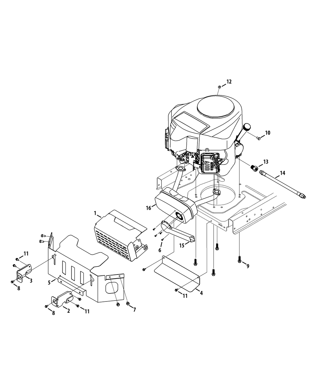 Engine Accessories Diagram and Parts List for Z-FORCELZ54 (17AIDAGC-17AIDAGC010)(2014) Cub Cadet Lawn Tractor